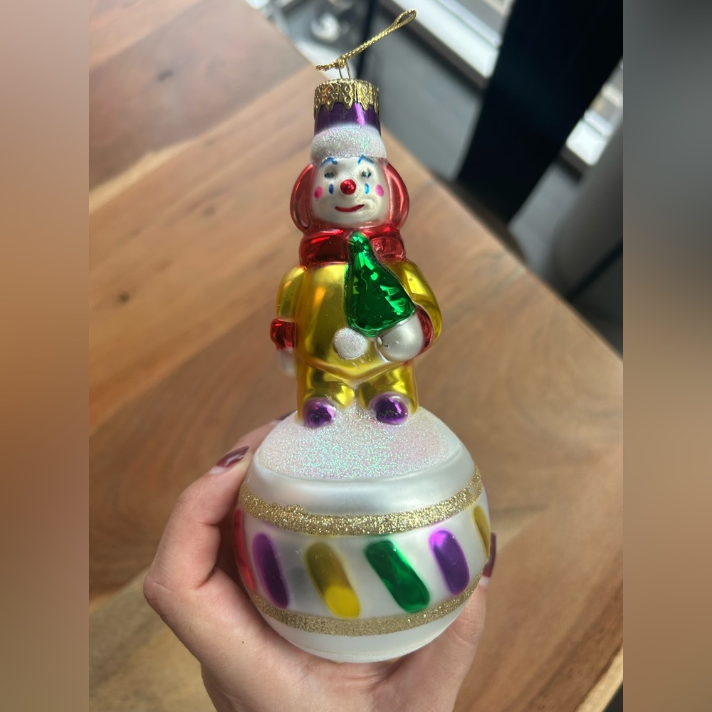 PESCHKA OLD WORD VINTAGE GLASS CLOWN Man Glass Christmas Ornament